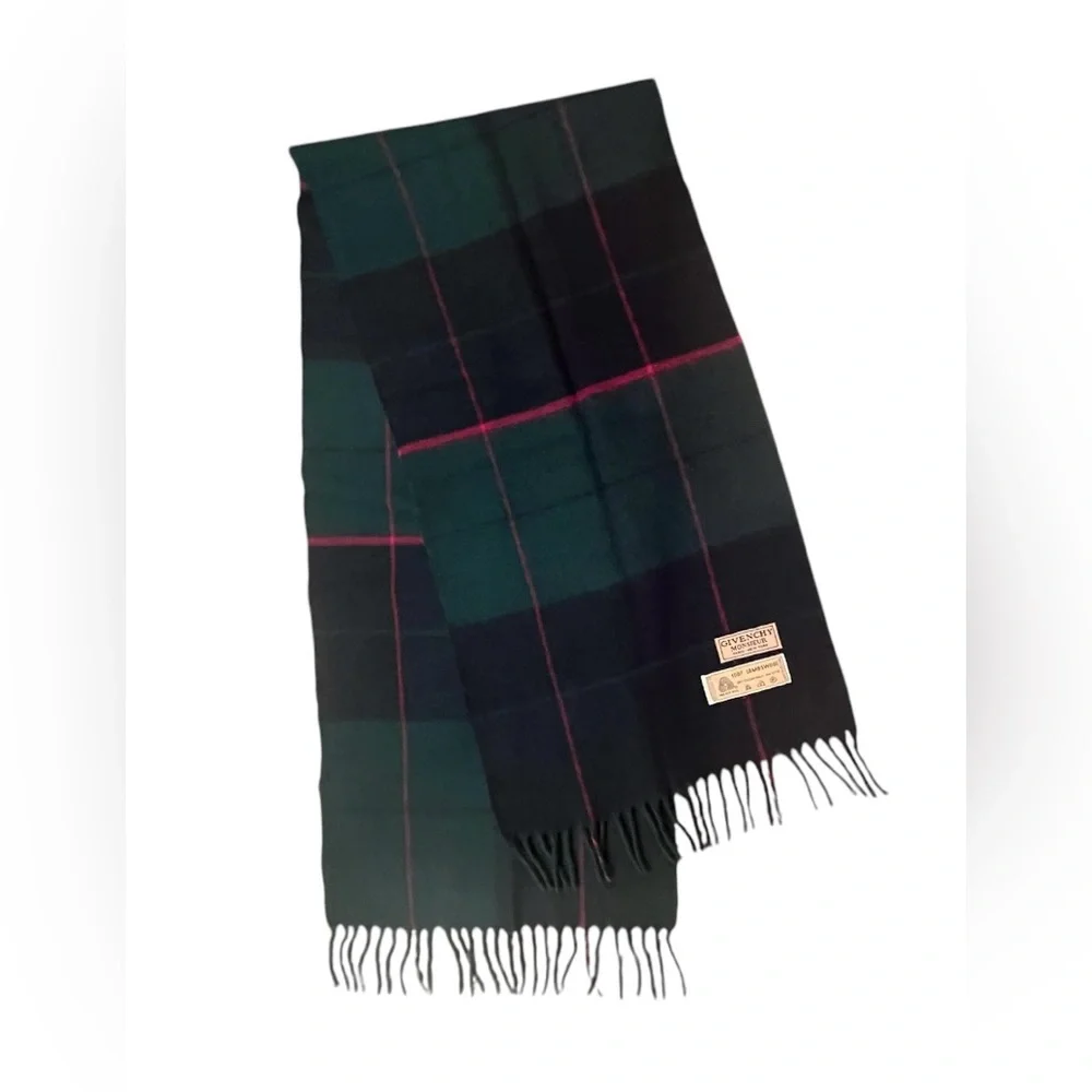 Vintage Givenchy Monsieur Men’s Lambswool Tartan Scarf